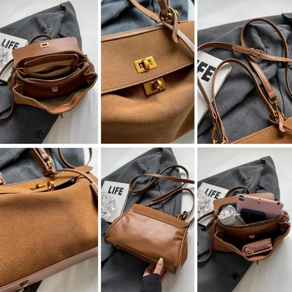 Women's Vintage Top Handle Purse Leather Crossbody Satchel Bag for Women